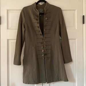 Neon Buddha Sage Green Cotton Stretch Coin Jacket Pockets Comfort Bohemian Small